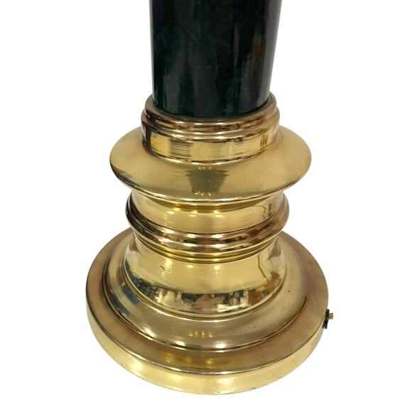 Vintage Gold Brass and Dark Green Table Lamp Neoclassical Column Cylindrical 30” - Picture 12 of 14